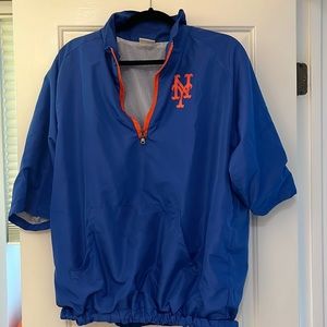 New York Mets Size L 1/4 Zip 1/2 Sleeve Windbreaker Jacket NWT